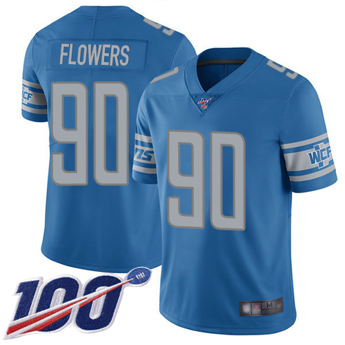 Detroit Lions Limited Blue Men Trey Flowers Home Jersey NFL Football #90 100th Season Vapor Untouchable->detroit lions->NFL Jersey